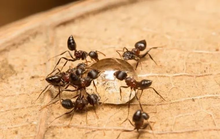 Ants drinking nectar